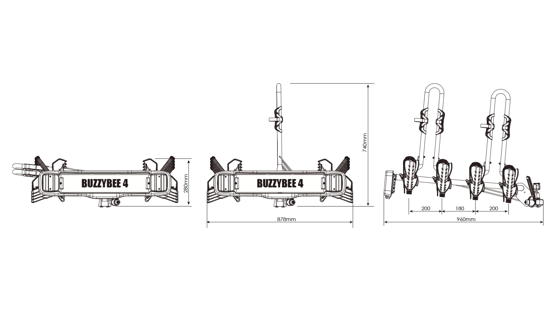 Buzzrack Buzzybee 4 (Tow Ball) 4 Bike Platform Rack - BR-4-BUZZYBEE - View 9