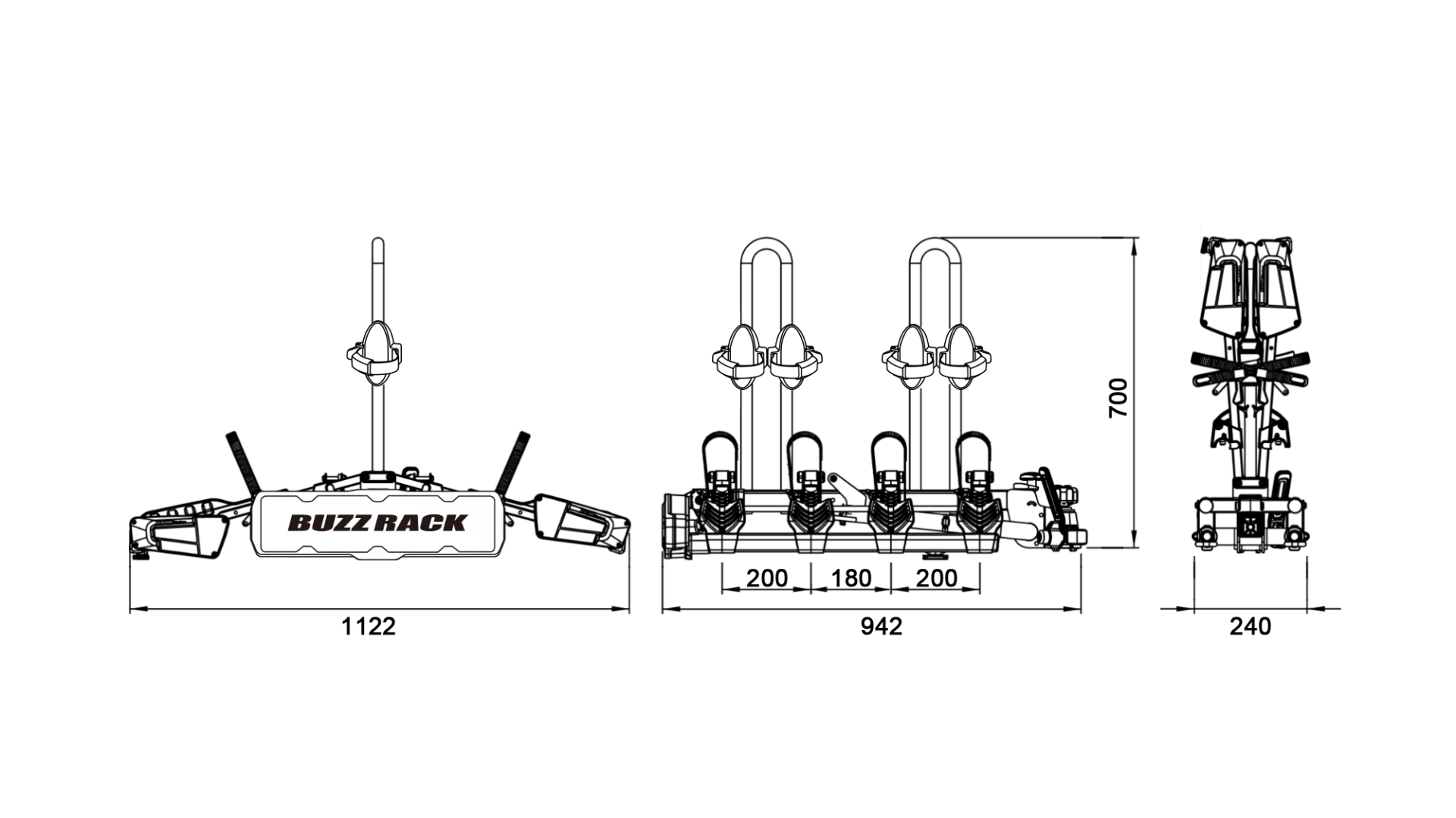 Buzzrack Eazzy 4 (Tow Ball) 4 Bike Platform Rack - BR-EAZZY-4 - View 6