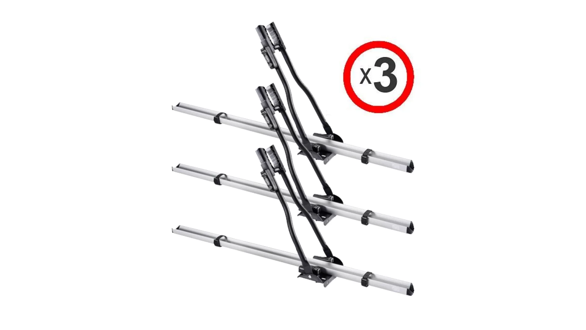 Cruz Race silver roof mounted bike carrier x 3 - 940-014
