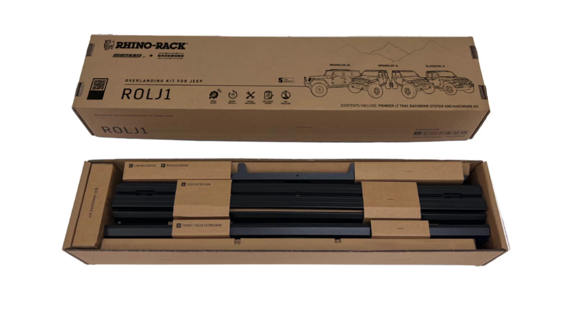 Rhino Rack Jeep Overlanding Kit - Gutter Backbone (ROLJ1)