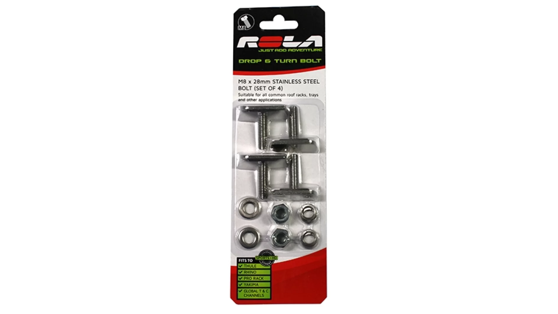 ROLA M8X28 DROP AND TURN CHANNEL BOLT SET RWSLA28