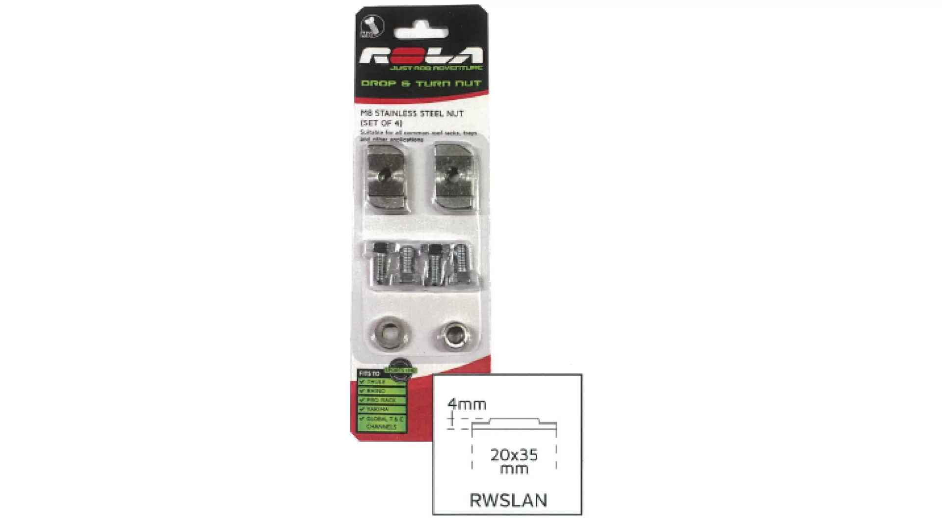 ROLA M8 DROP AND TURN CHANNEL NUT SET RWSLAN