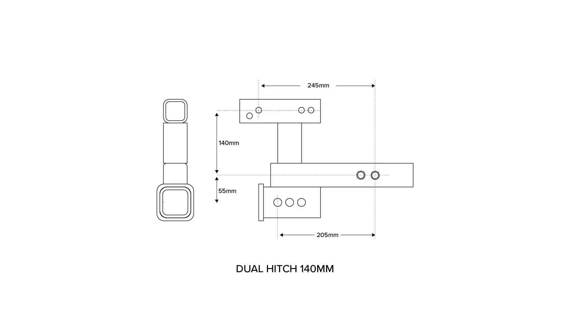 Shingleback Dual Hitch Receiver 140mm Offset - SBA0058 - View 1