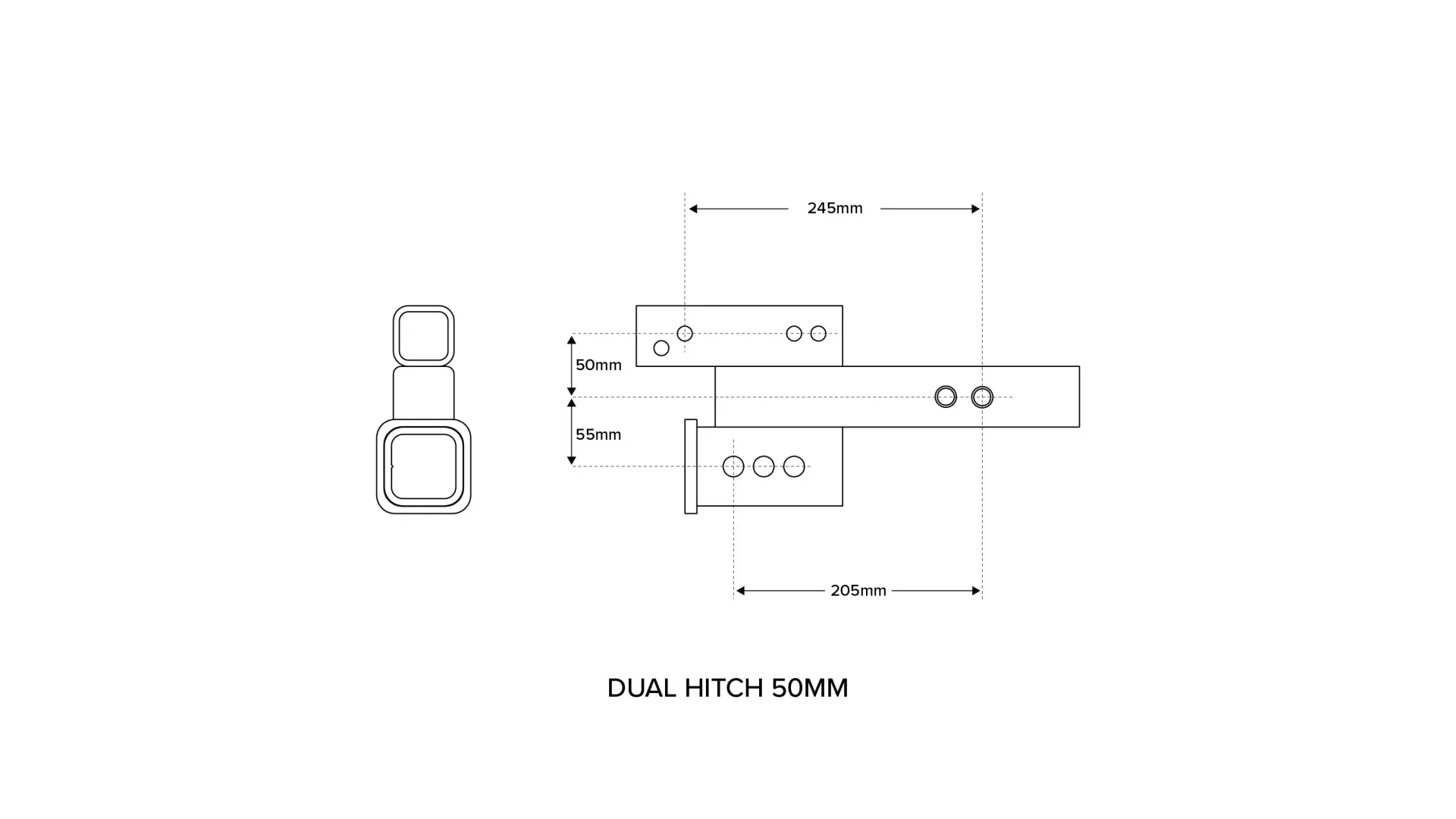 Shingleback Dual Hitch Receiver 50 mm Offset - SBA0059 - View 1